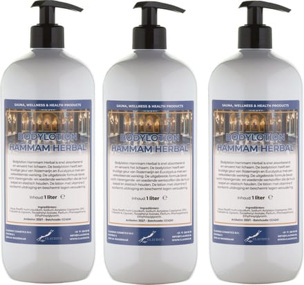 Bodylotion Hammam Herbal 1 Liter - met gratis pomp - set van 3 stuks
