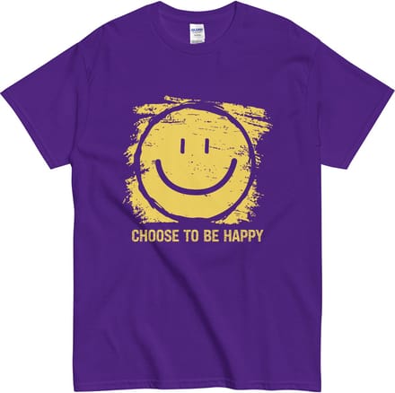 Vrolijk en Stoer Tshirt met Tekst: Choose to be Happy - Dames en Heren - Paars - S