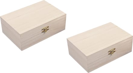 Rayher hobby materialen Kistje - 2x - hout - 15 x 10 x 5,5 cm - Opslag/Sieraden kistje