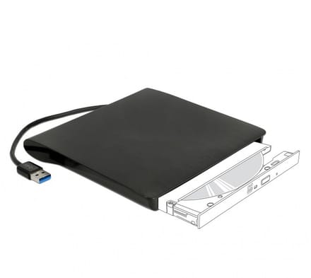 DeLOCK behuizing voor 5,25'' Ultra Slim SATA drives (9,5mm) - USB3.0 (USB-A) / zwart