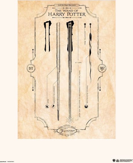 Grupo Erik Harry Potter The Wand Kunstdruk 30x40cm Poster - 30x40cm