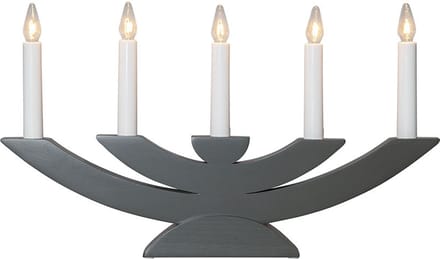 Star Trading kaarsenboog 'Navida' van grenenhout, 7-vlammig, E10-lamp, grijs, H 30 cm, B 60 cm