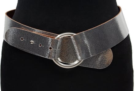Zilveren brede riem dames - 5.5 cm breed - Leer - Brede riem - Casual - Maat 95