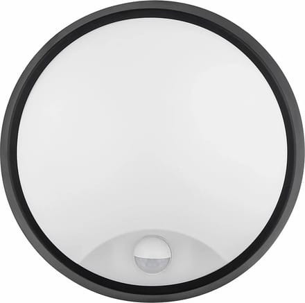 LED Wandlamp met Sensor - Kozolux Sorta - 20W 1600lm - Warm Wit 3000K - IP54 - Rond - Zwart