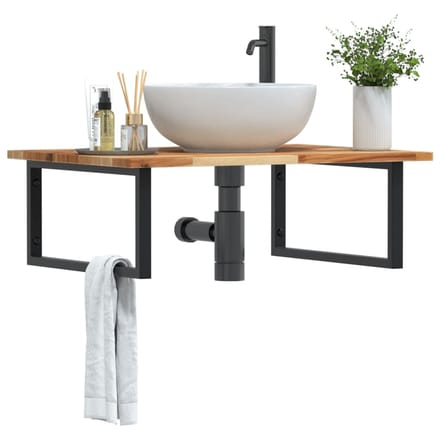 vidaXL - Badkamer - wandschap - staal - en - massief - acaciahout