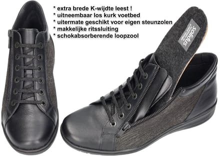 Solidus -Dames - zwart - bottines - maat 38