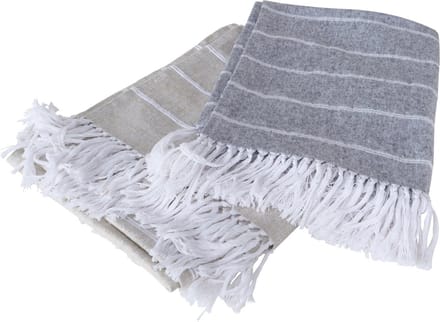 Plaid Katoen Grijs Gestreept 170 x 130 cm