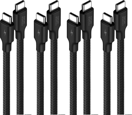 Voordeelbundel usb C kabels - Usb C naar usb C - 1m - Stevig - 4 stuks - Zwart