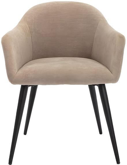 Vente-unique Set van 2 stoelen BIBO - met armleuningen - Fluweel en metaaleffect - Beige