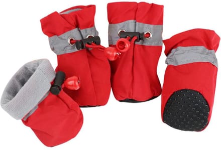 Hondenschoenen - Gripzolen - Elastische Sluiting - Spatbestendig - 4 St. - Rood - 6 x 5 cm