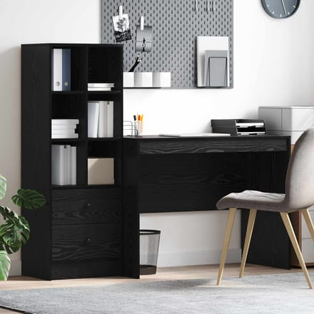 vidaXL - Bureau - Zwart - Eiken - 145.5 - x - 50 - x - 127 - cm - 2 - st
