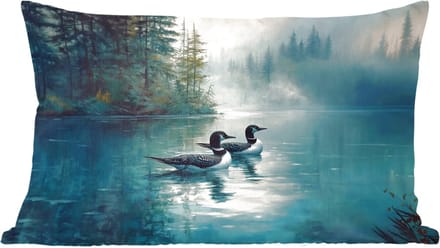 Sierkussens - Kussentjes Woonkamer - 60x40 cm - Bos - Water - Eenden - Mistig