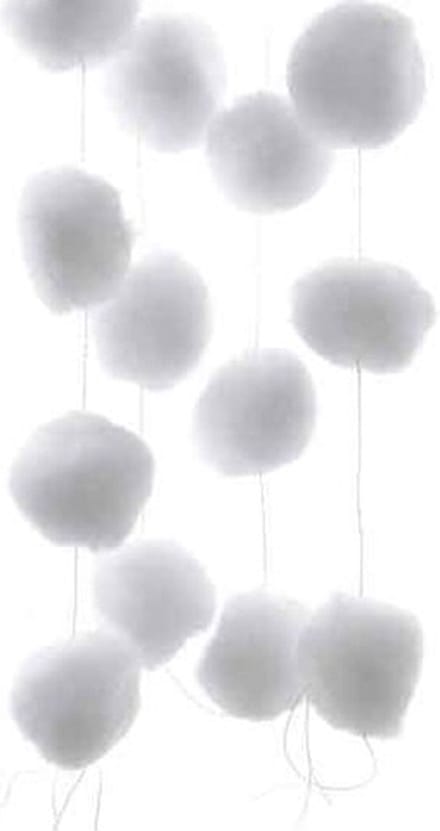 Decoris Sneeuwballen slinger - 2x - wit - 180 cm - sneeuwversiering - Kerstmis decoratie