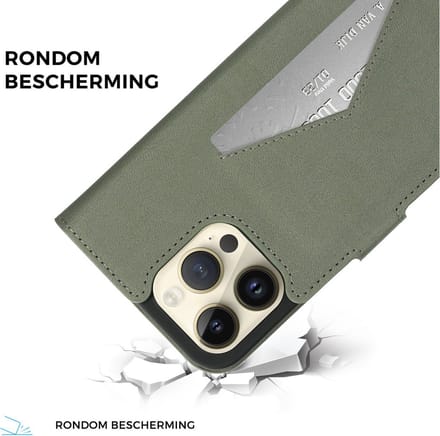 Mobiparts Classic Wallet hoesje geschikt voor Apple iPhone 14 Pro Max met 1 Screenprotector van Gehard Glas - Groen