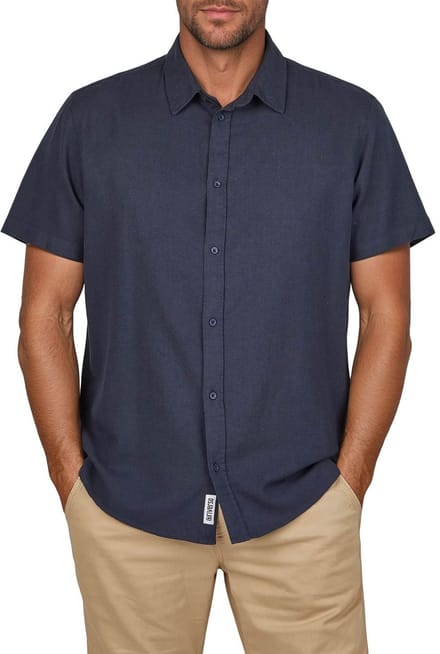 riverso Heren Overhemd RIVEmilio regular fit Blauw S Volwassenen Linnen overhemd