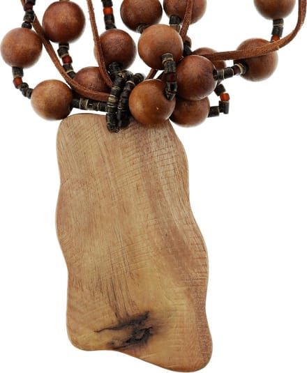 Behave - Dames Ketting Met Houten Hanger - Boho Stijl - Naturel Look