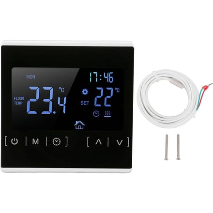 Slimme Thermostaat Achtergrondverlichting Touchscreen Dubbele Regeling Temperatuurregelaar voor Vloerverwarming Hoog black