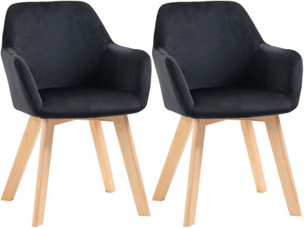 HOMCOM-Esszimmerstuhl-Samt(100% Polyester), Gummiholz-54L x 57B x 80H cm-Schwarz
