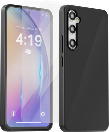 Hoesje geschikt voor Samsung A54 Zwart - 2x screenprotector - beschermglas screen protector- Anti Shock case