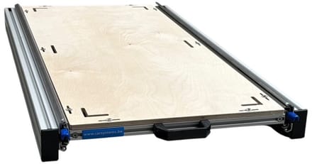Aluminium schuifframe voor camper 90x40 cm met multiplex berk 9 mm bovenplaat
