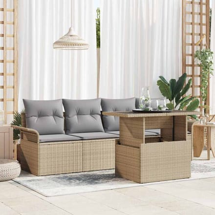 vidaXL Tuin Sofa Set 5 st Beige poly rattan