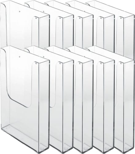 10 Pack Folderhouder voor aan de wand A4 formaat staand| folderrek | brochurehouder | folderdisplay | folderbak hangend| A4