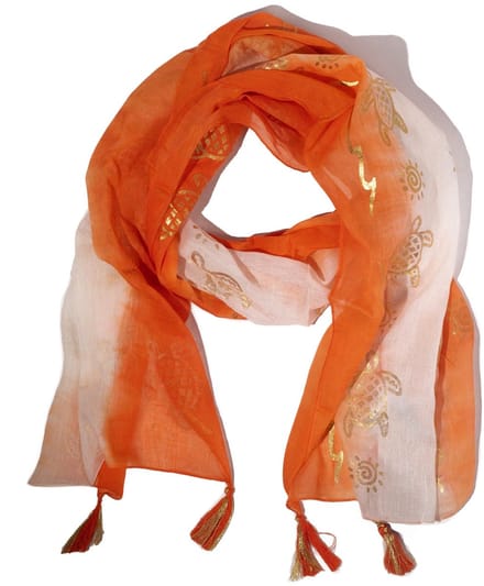 Nomad Sari Zomersjaal met Schildpadprint - Koraal (180x50cm)