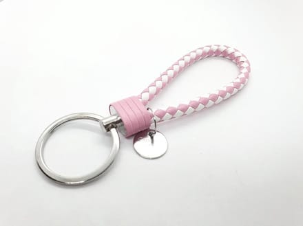 Sleutelhanger - Leer Licht Roze / Wit