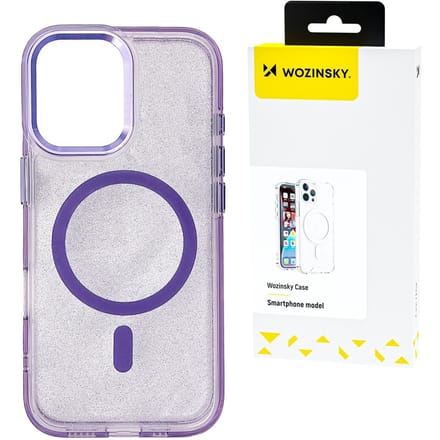 Wozinsky Glitter Case MagSafe for Samsung Galaxy S24 FE - Purple with Glitter