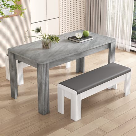 MODFU Tafel - Houtnerfstructuur - Vier Stevige Poten - Modern - Spaanplaat - Grijs