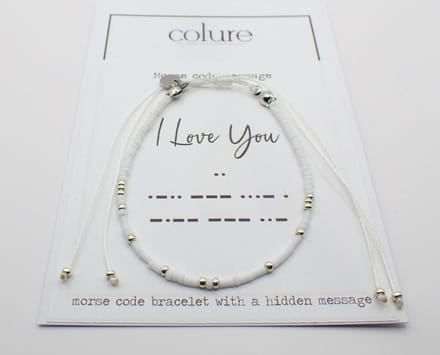 Colure® morse code armband glanzendwit I Love You