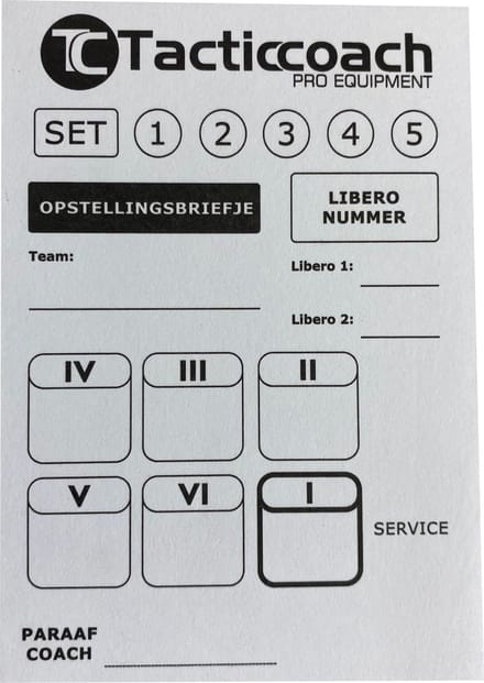 Opstellingsbriefjes Volleybal