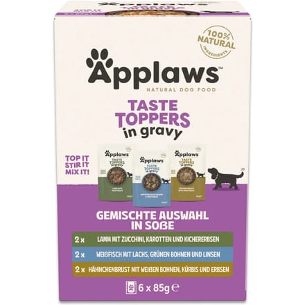 6x85g Applaws Taste Toppers Probeerverpakking Saus Hondenvoer nat