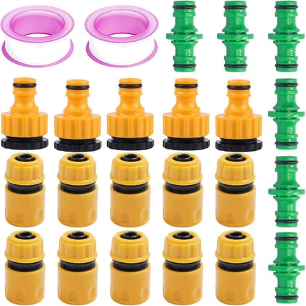 Set van 20 Tuinslangkoppelingen met Afdichtingsband - 1/2 en 3/4 Inch Snelkoppelingen