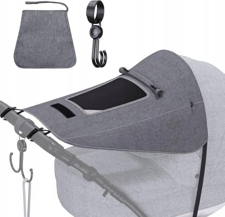 Universele Kinderwagen Zonnekap - UV 50+ Bescherming, Waterdicht, Grijs