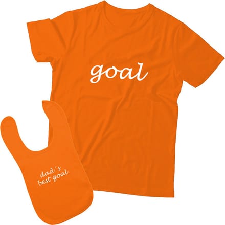 Matching shirt/slabbetje Oranje Vader & Kind | WK Goal