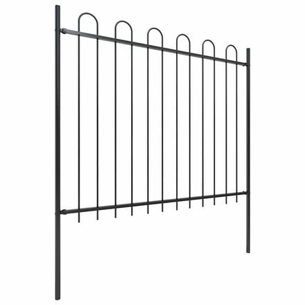 vidaXL - Tuinhek - met - ringtop - staal - 504x150 - cm - zwart