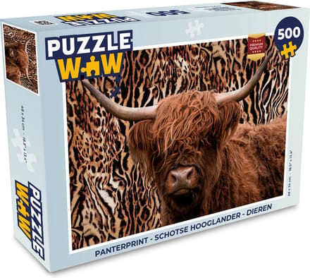 Puzzel Panterprint - Schotse hooglander - Dieren - Legpuzzel - Puzzel 500 stukjes