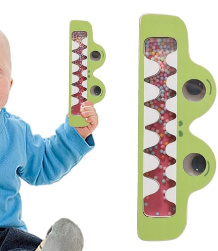 Houten Regenmaker - Sensorisch Speelgoed - Baby Muziek - Dierontwerp - 20 cm - Krokodil