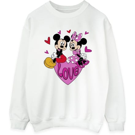 Disney Dames/Dames Love Hearts Mickey & Minnie Mouse Sweatshirt (Wit)