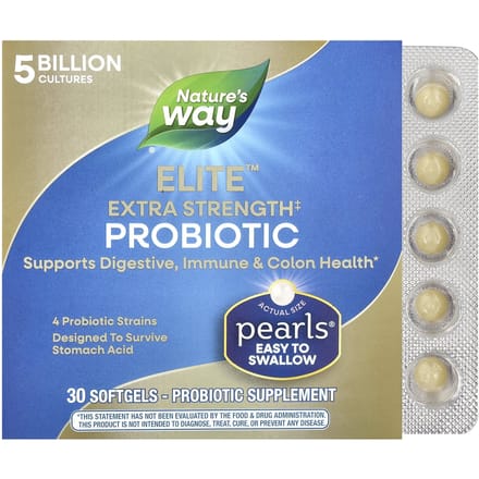 Nature's Way, Pearls® Elite™ Extra Kracht Probioticum, 5 Miljard KVE, 30 Softgels