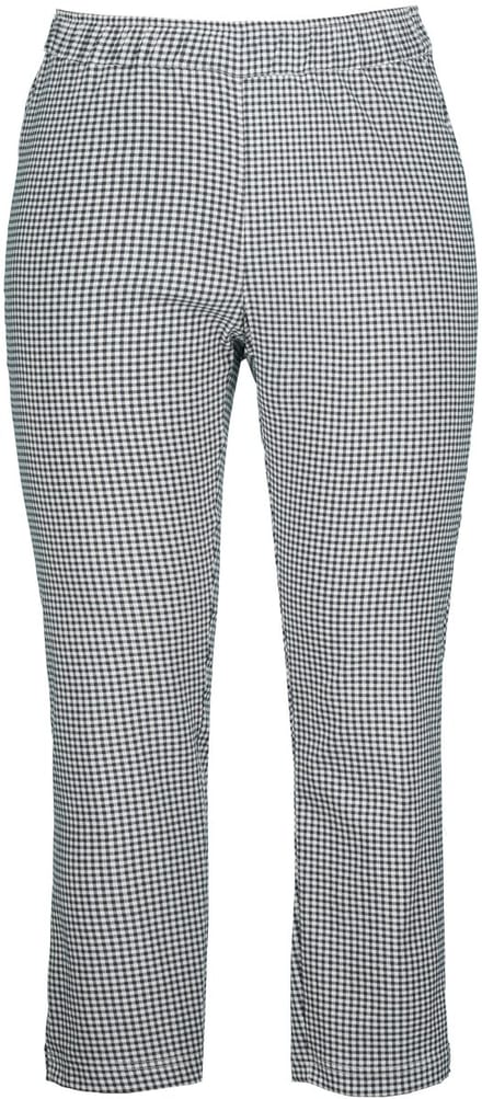 Ulla Popken - Dames - 7/8-bengalin broek Sienna vichyruit zeer elastisch - Zwart - Maat 64