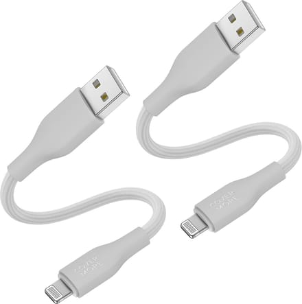 Oplaadkabel geschikt voor iPhone - Lightning kabel - Kort - 30cm - 2 stuks - Stevig - Nylon - Wit