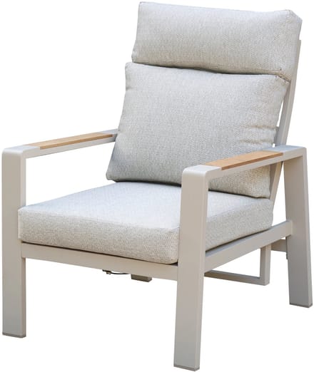 Ripasso verstelbare lounge tuinstoel latte zand aluminium teak
