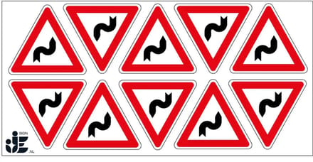 S bocht rechts sticker - J4 | 5 cm - 10 stuks per vel
