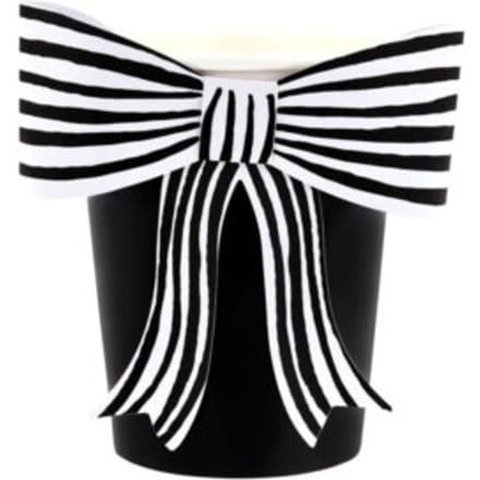 Meri meri halloween bekers zwart/wit gestreepte strik