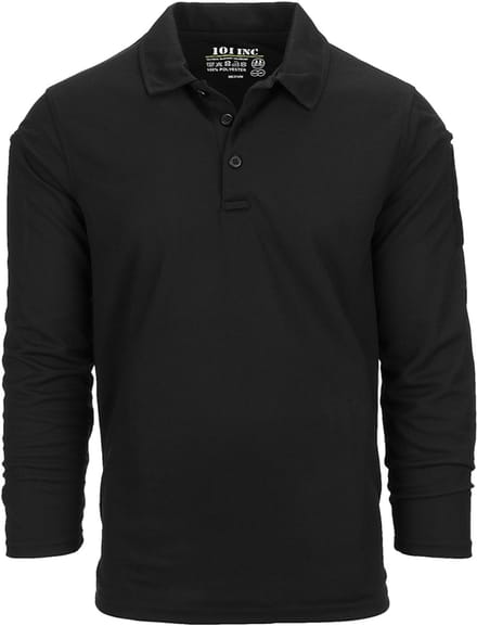 101 INC - Tactical polo Quick Dry long sleeve (kleur: Zwart / maat: M)