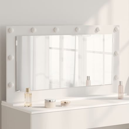 vidaXL - Make-up - Spiegel - Wit - 100 - x - 55 - x - 18 - cm - Glas - en - samengesteld - hout
