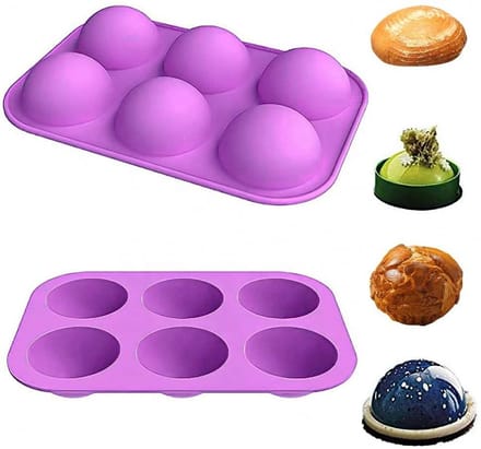 Siliconen Bakvorm - Siliconen mal – 6 Halve Bollen - Bakvorm - Paars - Bol is 5CM diameter - CHPN