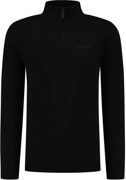 Ballin Amsterdam - Jongens Regular fit Knitwear Half Zip LS - Black - Maat 12